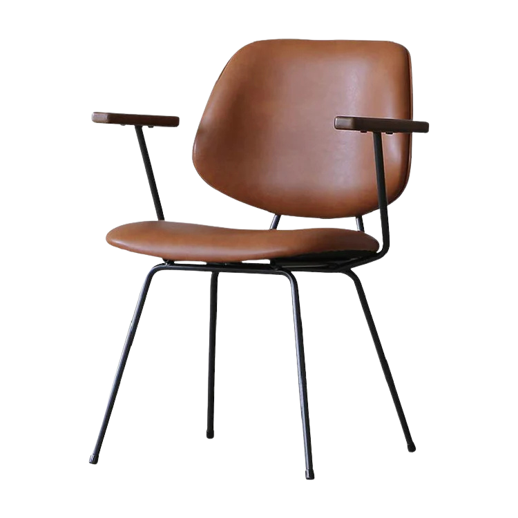 アボックダイニングチェア肘付き PUレザーキャメル