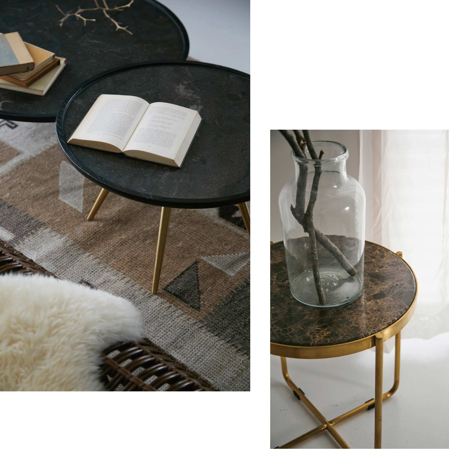 ゴールド脚のリビングテーブルの写真