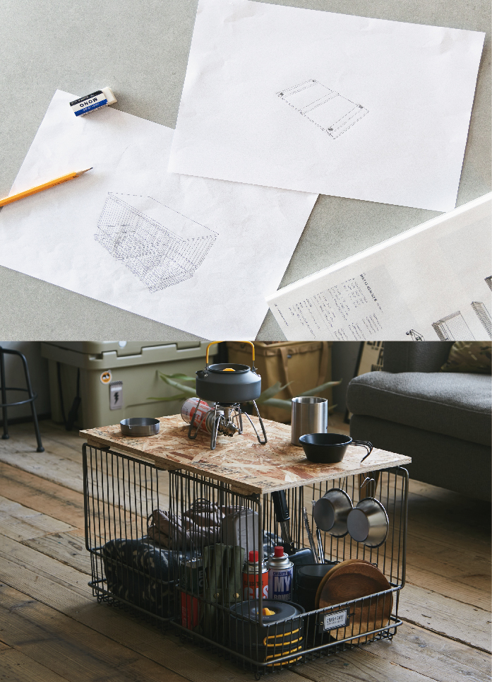 DIYしたリビングテーブルの設計図の写真