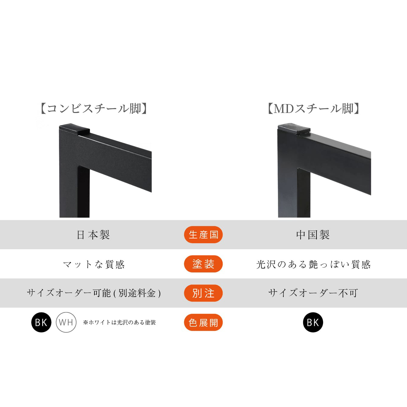 【ダイニング用】 コンビスチール脚　※2本1組