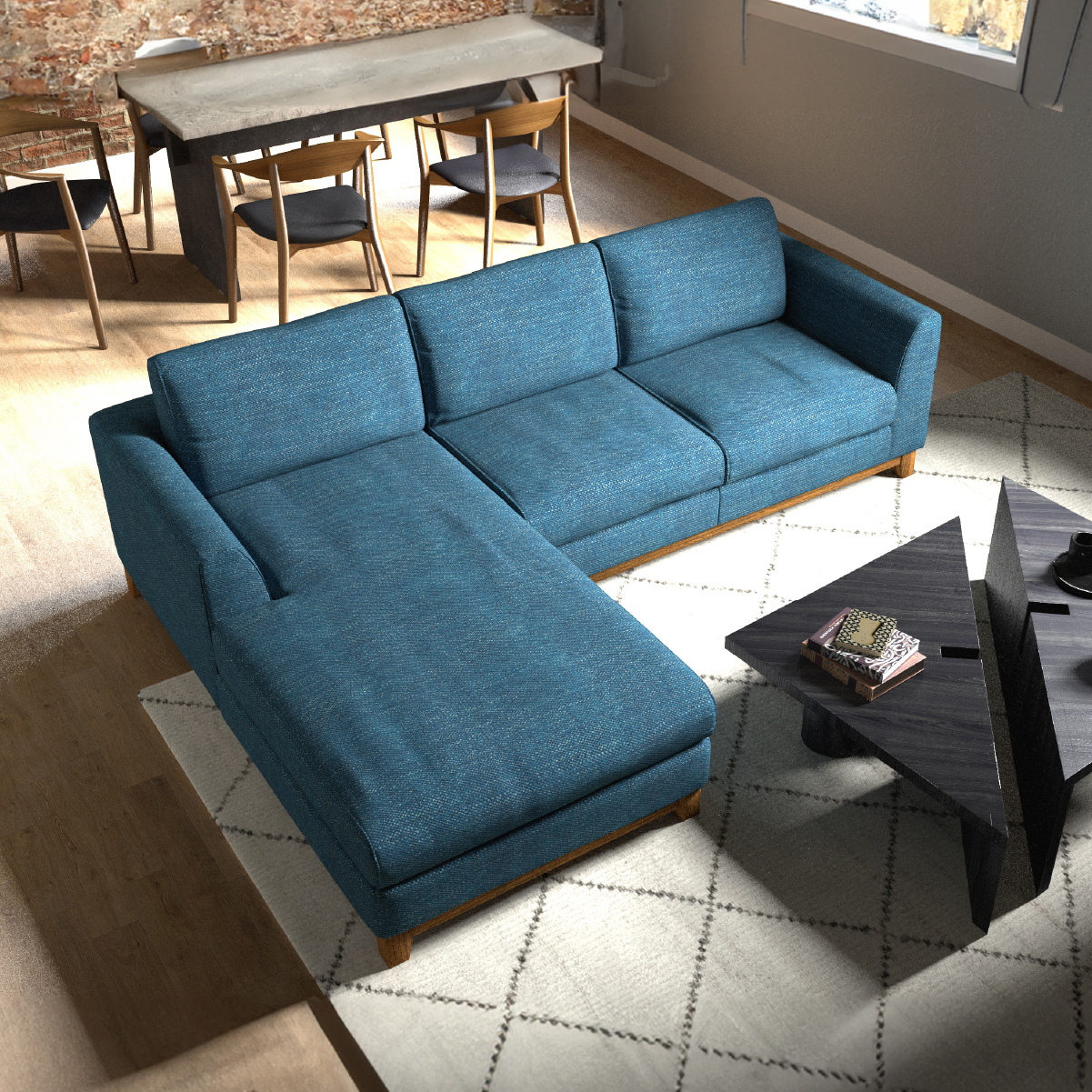 ブリスト　右カウチソファ　幅240cm