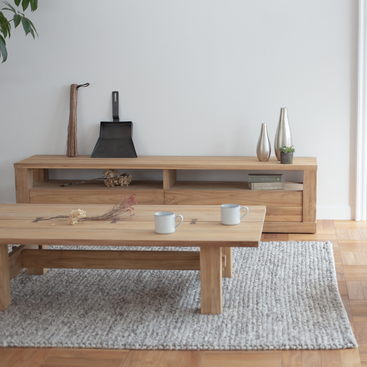 タスカー センターテーブル チーク無垢材｜家具・インテリア通販の関