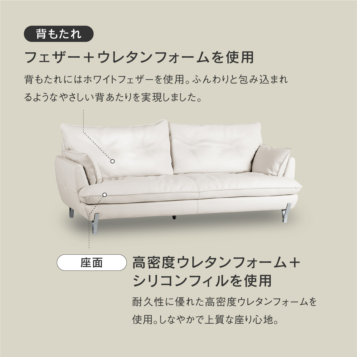 値下げしました‼️超美品ホワイトレザーソファーとてもおしゃれ‼️ ゼルモンド 3人掛けソファ 幅198cm｜家具・インテリア通販の関家具【公式】