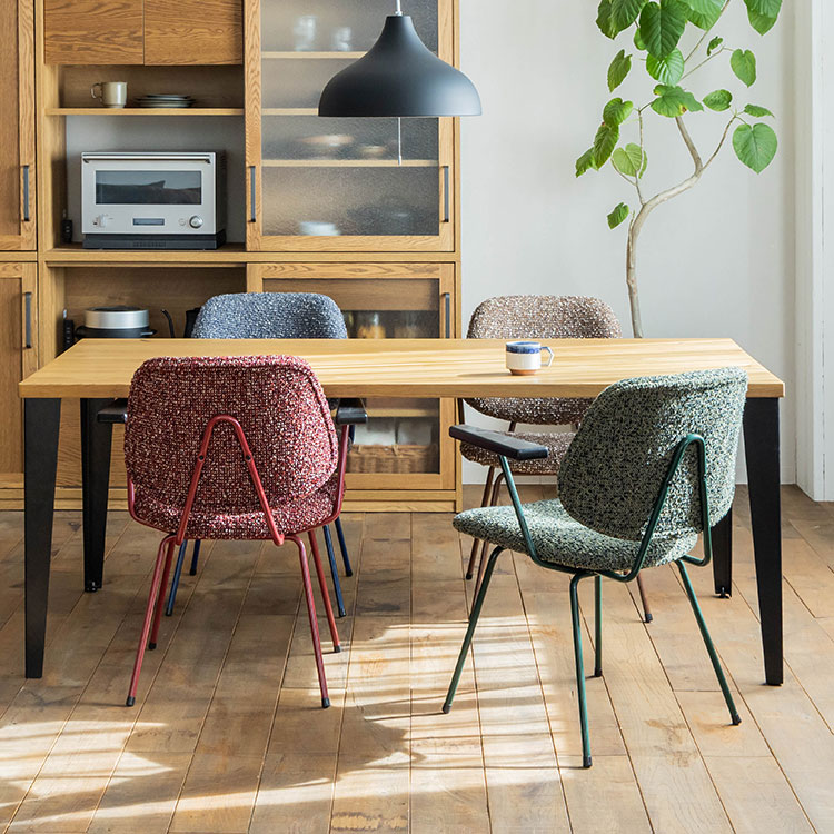 アボック ダイニングチェア 肘付 カラー脚