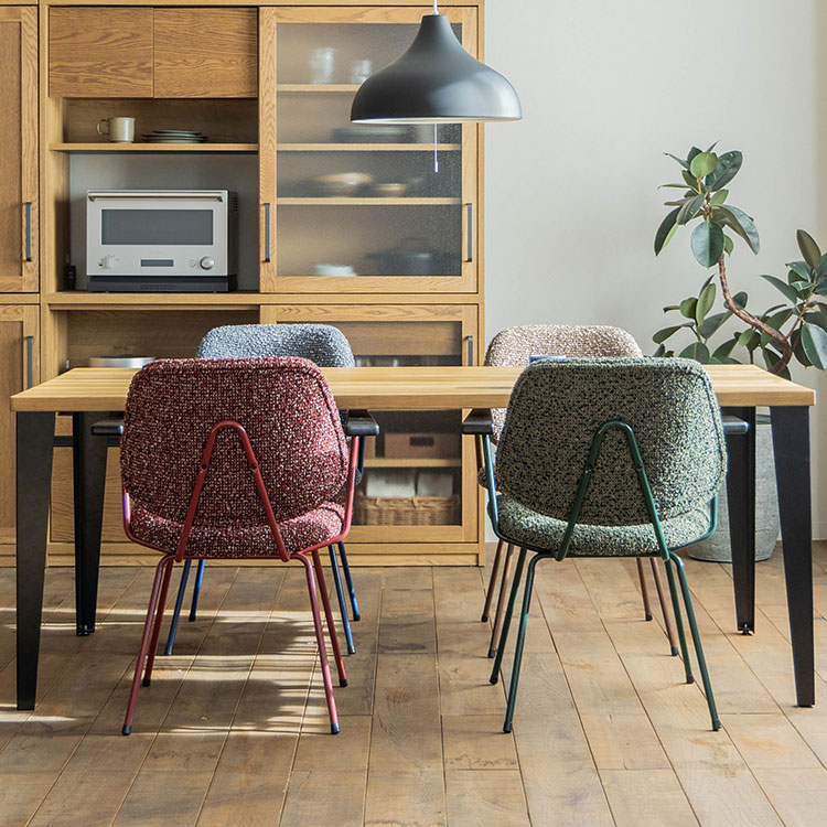 アボック ダイニングチェア 肘付 カラー脚