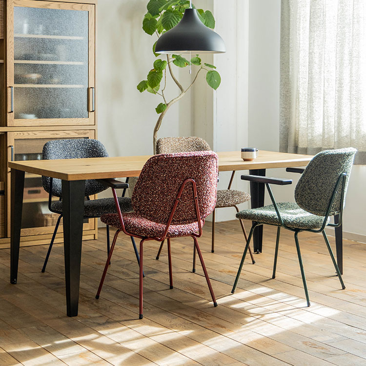 アボック ダイニングチェア 肘無 カラー脚