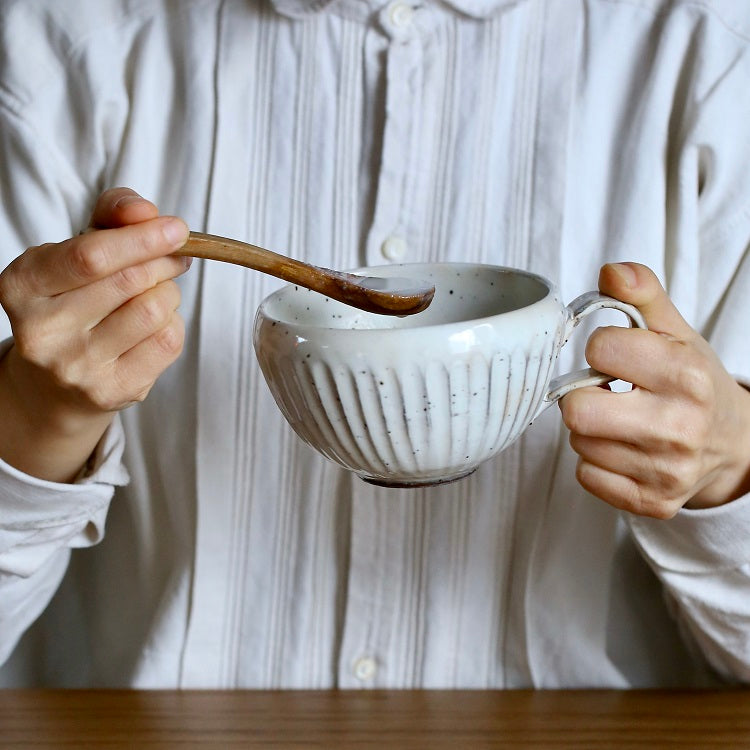 粉引削ぎ目ペアスープマグ