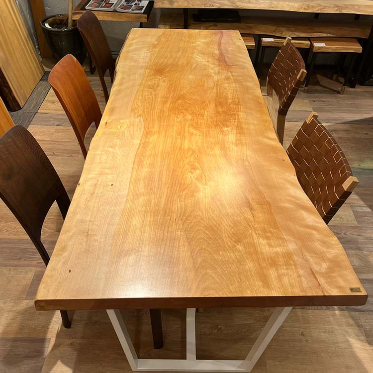 一枚板　マカバ(杢)　5118-2　(W200cm)　アウトレット品　ダイニングテーブル