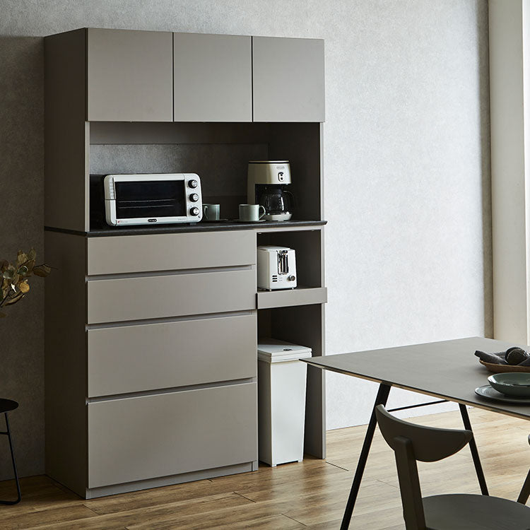 ミストル オープン ダイニングボード 幅140cm 食器棚 国産 グレー