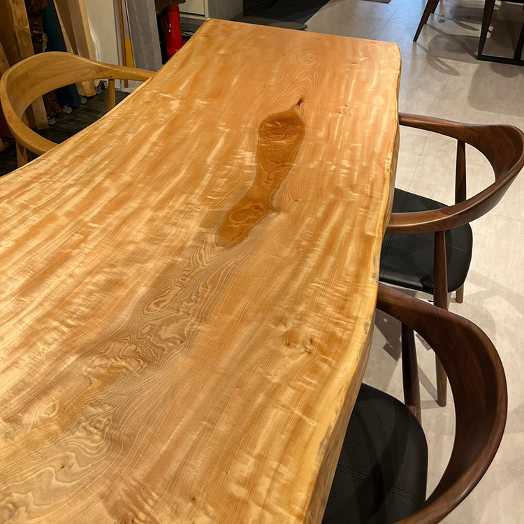 一枚板　トチ(杢)　CN-C1003-2812　(W225cm)　ダイニングテーブル