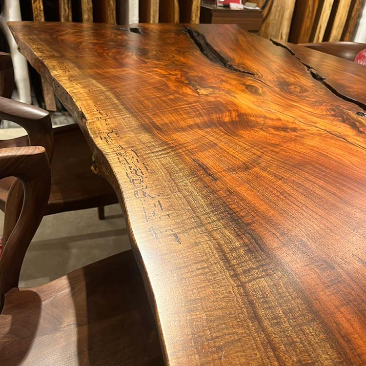 【SOLD OUT】一枚板　クラロウォールナット　P7-7　(W190cm)（杢）ダイニングテーブル