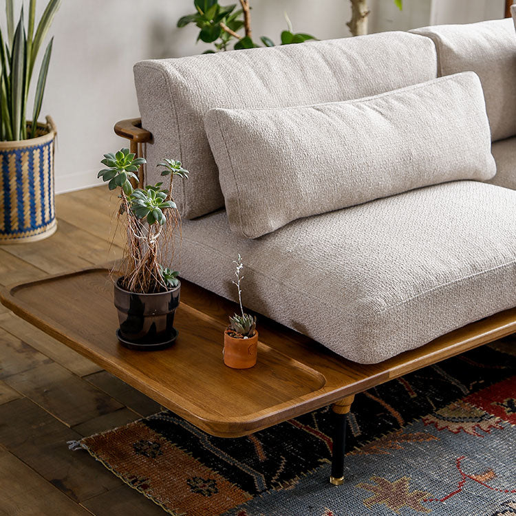 フーバソファ 3人掛け 棚付き片肘 ブラウンスチール脚[tok]