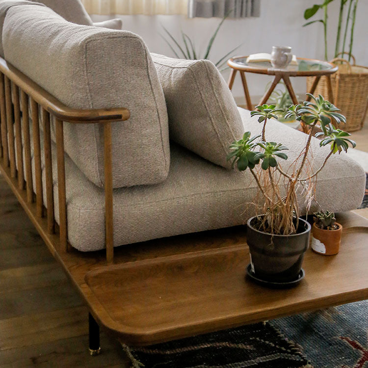 フーバソファ 3人掛け 棚付き片肘 ブラウンスチール脚[tok]