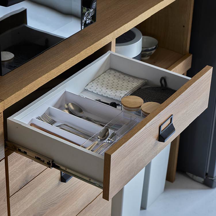 ダストン ダイニングボード 60cm(上台:ガラス戸両開き 下台:引出)