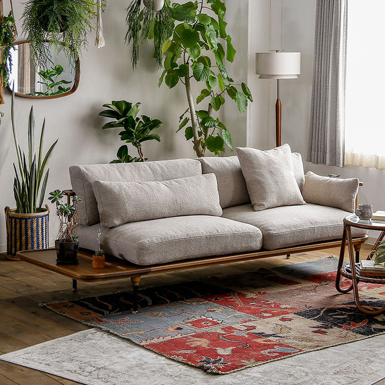 フーバソファ 3人掛け 棚付き片肘 ライトブラウン木脚