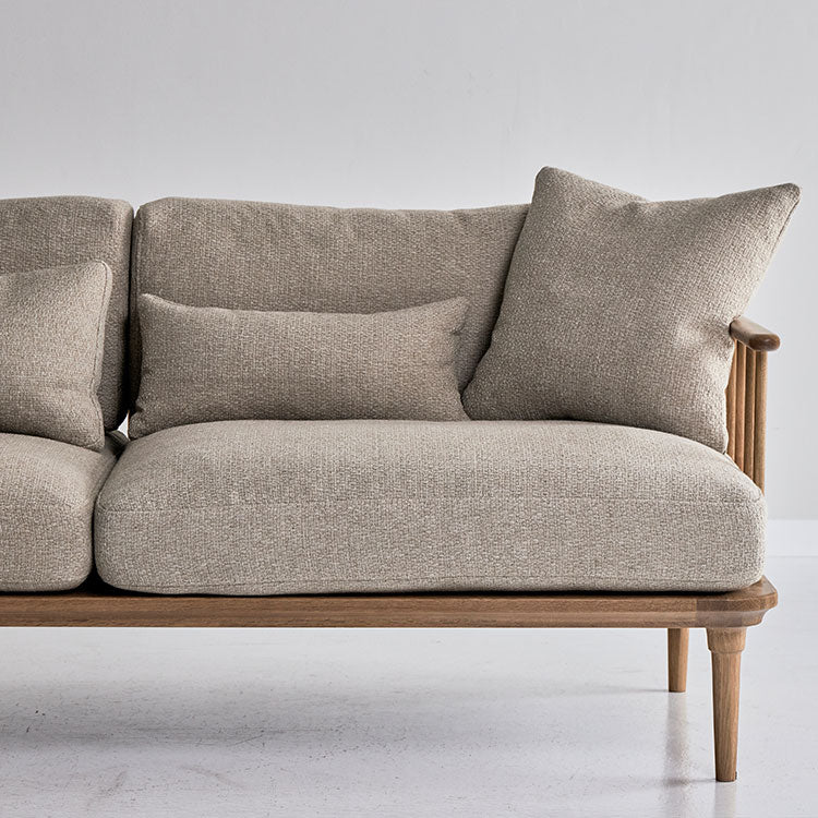 フーバソファ 3人掛け 棚付き片肘 ライトブラウン木脚