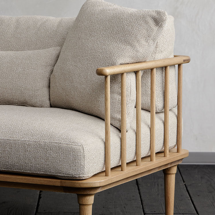 フーバソファ 3人掛け 棚付き片肘 ライトブラウン木脚