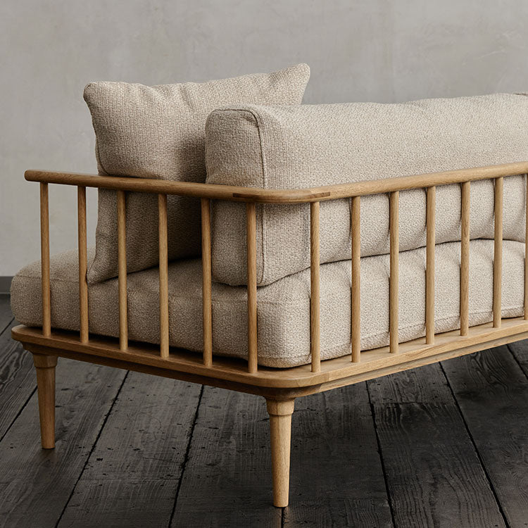 フーバソファ 3人掛け 棚付き片肘 ライトブラウン木脚