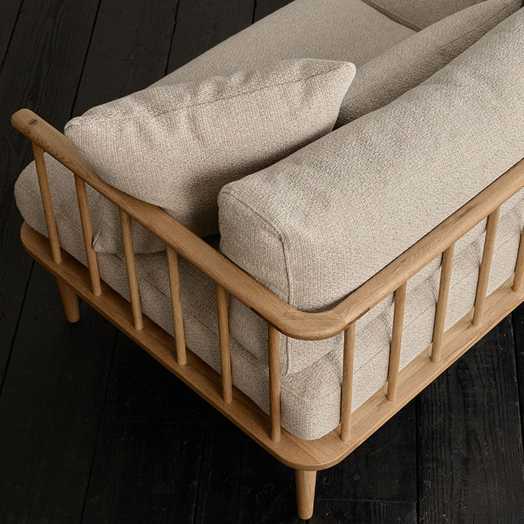 フーバソファ 3人掛け 棚付き片肘 ライトブラウン木脚