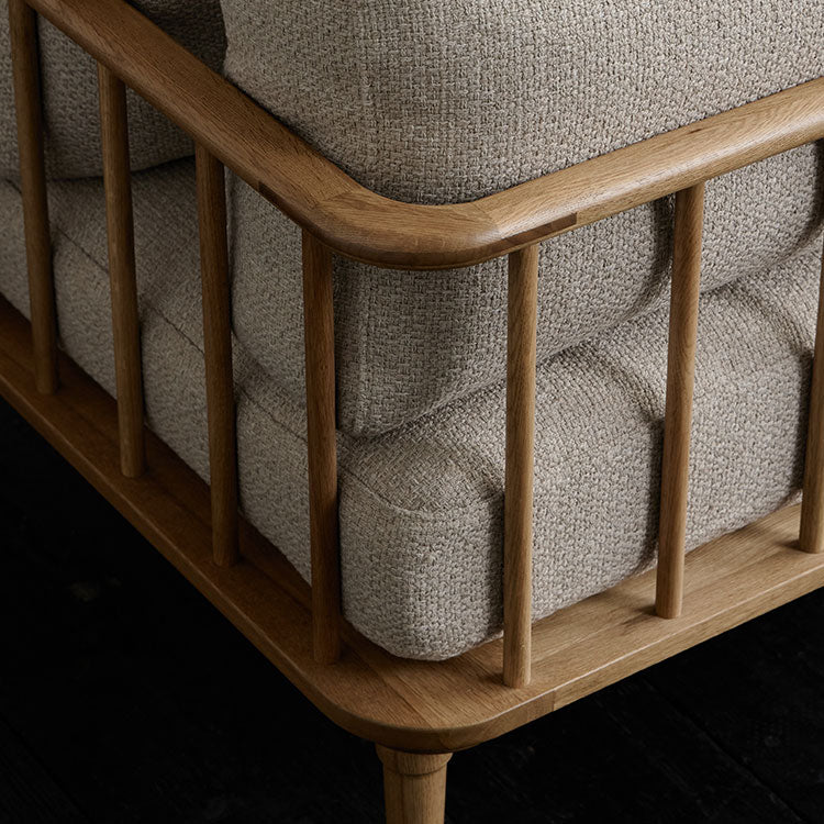 フーバソファ 3人掛け 棚付き片肘 ライトブラウン木脚