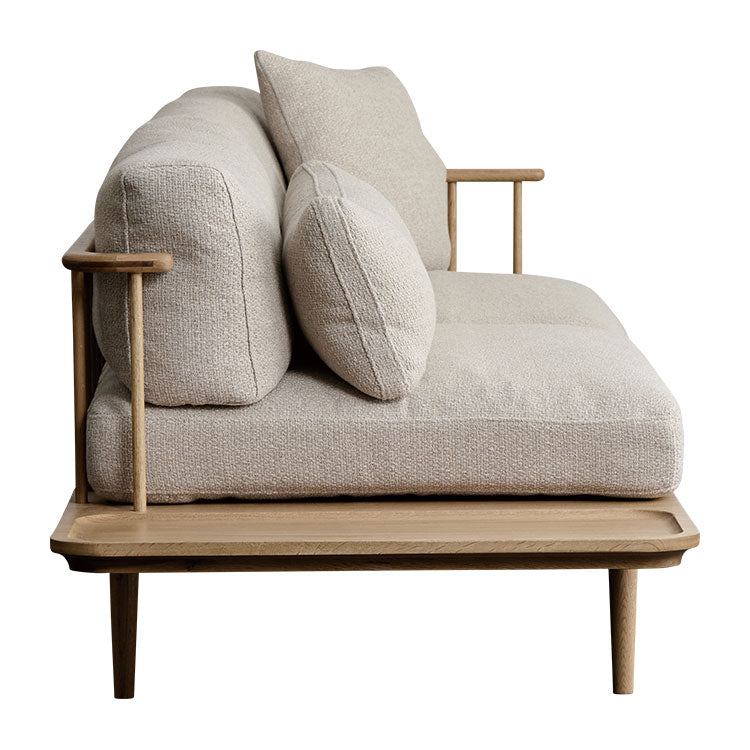 フーバソファ 3人掛け 棚付き片肘 ライトブラウン木脚