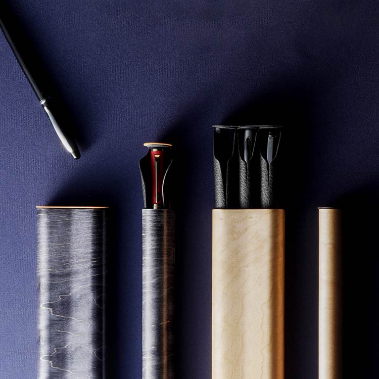 曲木の万年筆ケース　2本差し