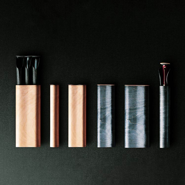 曲木の万年筆ケース　2本差し