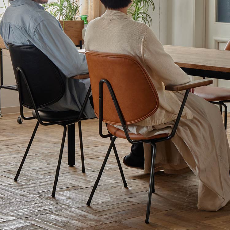 アボック ダイニングチェア 肘付 クロム脚