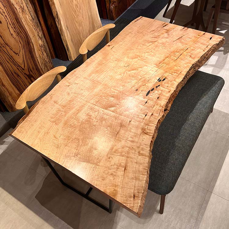 【SOLD OUT】一枚板　カエデ(杢)　782-1/2-2　(W165cm)　ダイニングテーブル