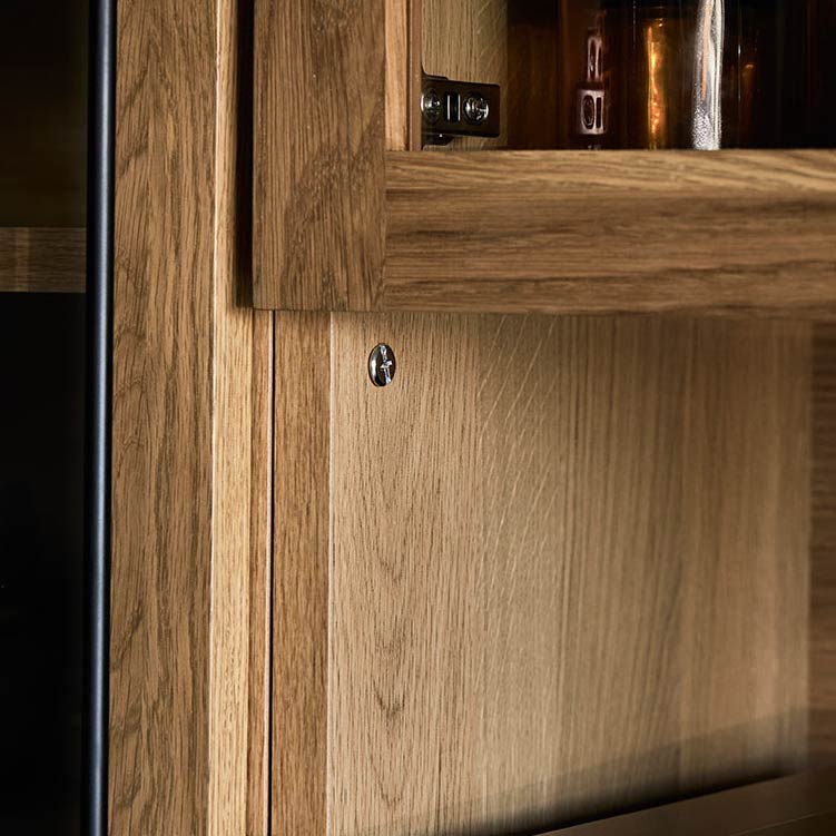 ダストン ダイニングボード 60cm(上台:オープンガラス戸 下台:オープン)