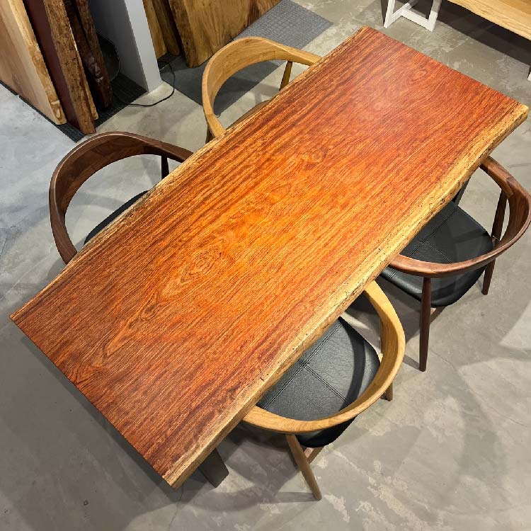 一枚板　ブビンガ　2002-2/2-8-1　(W170cm)　アウトレット品　ダイニングテーブル