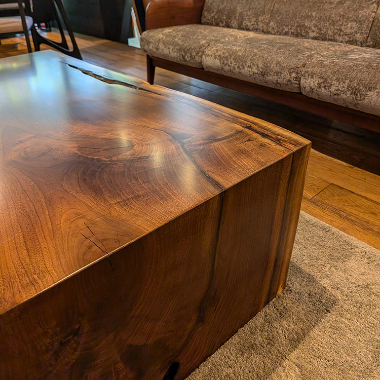 【SOLD OUT】一枚板　ウォールナット　C-1-9　フォールド加工　ローテーブル