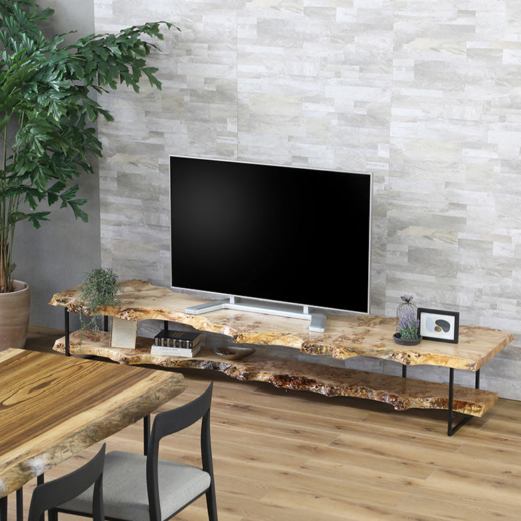 【SOLD OUT】一枚板　ポプラ(杢)　129-2+9-1　(W240cm)　テレビボード