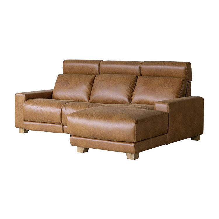 ハーデス ソファ 左カウチ オーカーブラウン（スーパーレザーテックス）