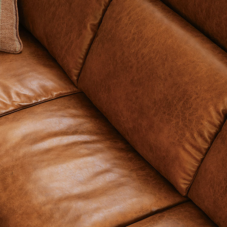 ハーデス ソファ 左カウチ オーカーブラウン（スーパーレザーテックス）