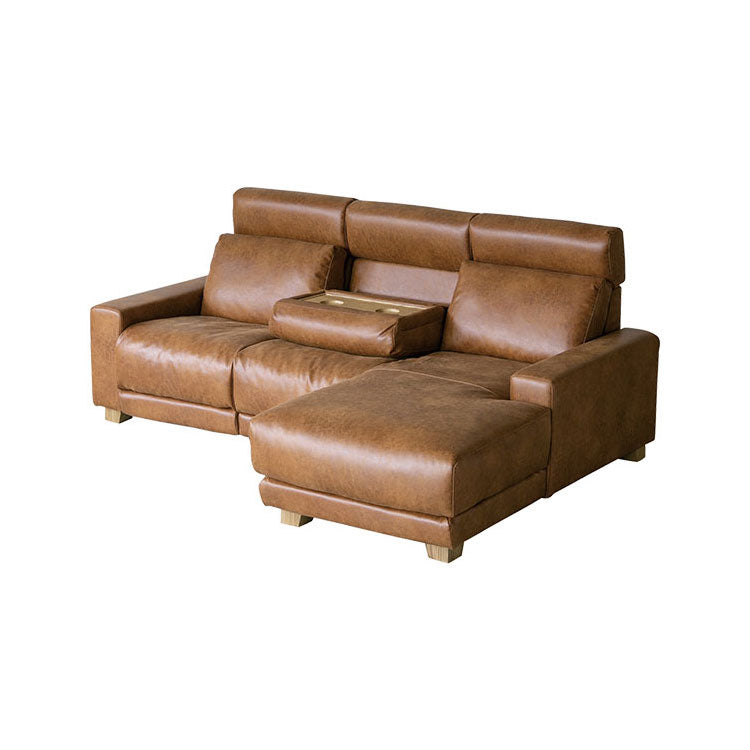 ハーデス ソファ 左カウチ オーカーブラウン（スーパーレザーテックス）