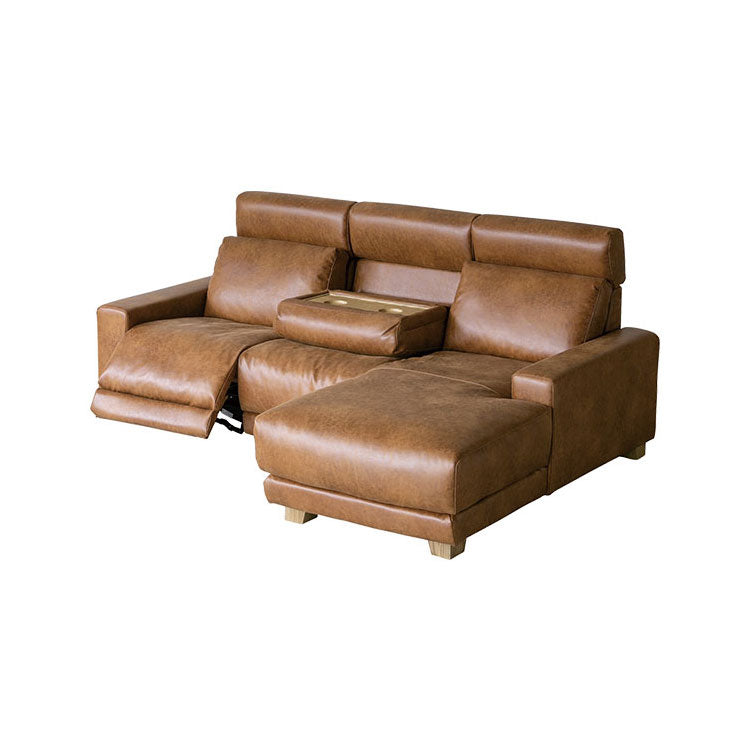 ハーデス ソファ 左カウチ オーカーブラウン（スーパーレザーテックス）