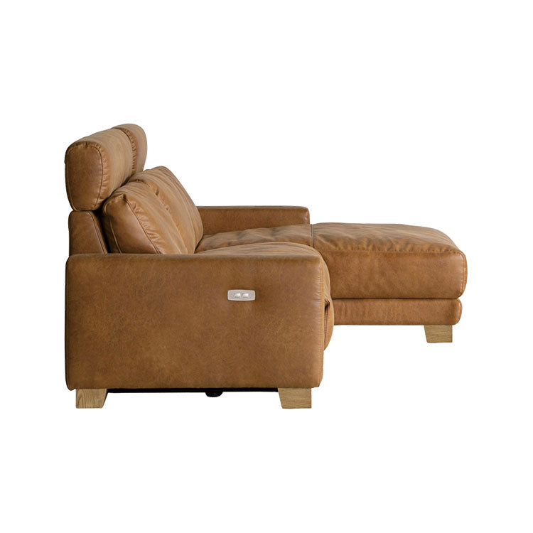 ハーデス ソファ 左カウチ オーカーブラウン（スーパーレザーテックス）