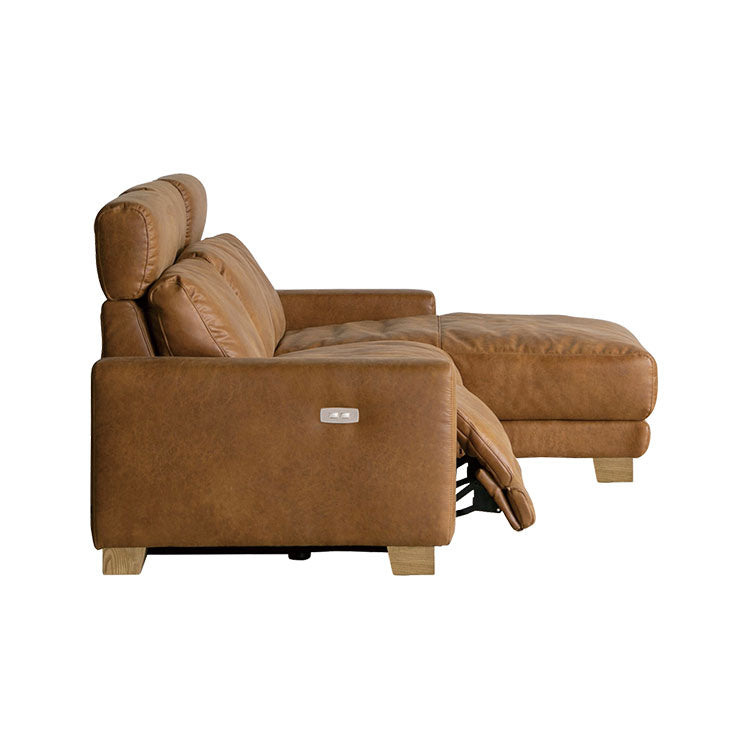 ハーデス ソファ 左カウチ オーカーブラウン（スーパーレザーテックス）