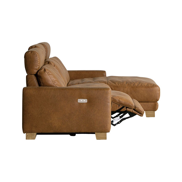 ハーデス ソファ 左カウチ オーカーブラウン（スーパーレザーテックス）