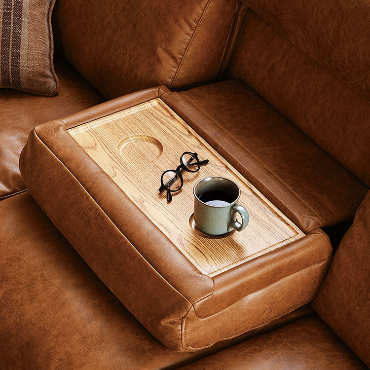 ハーデス ソファ 右カウチ オーカーブラウン（スーパーレザーテックス）