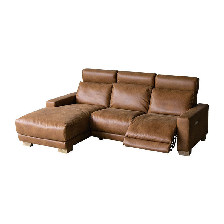 ハーデス ソファ 右カウチ オーカーブラウン（スーパーレザーテックス）