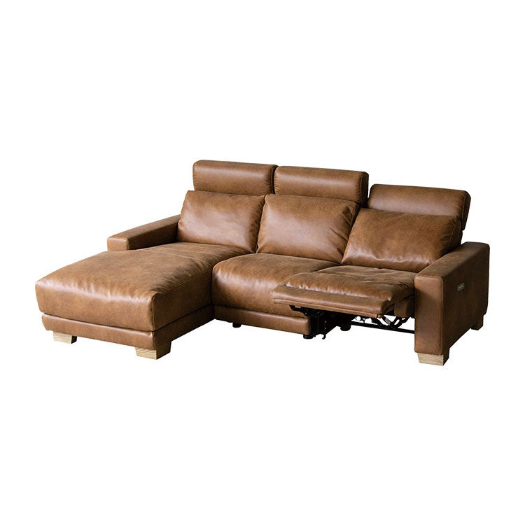 ハーデス ソファ 右カウチ オーカーブラウン（スーパーレザーテックス）