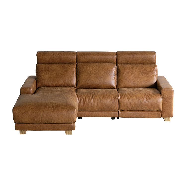 ハーデス ソファ 右カウチ オーカーブラウン（スーパーレザーテックス）