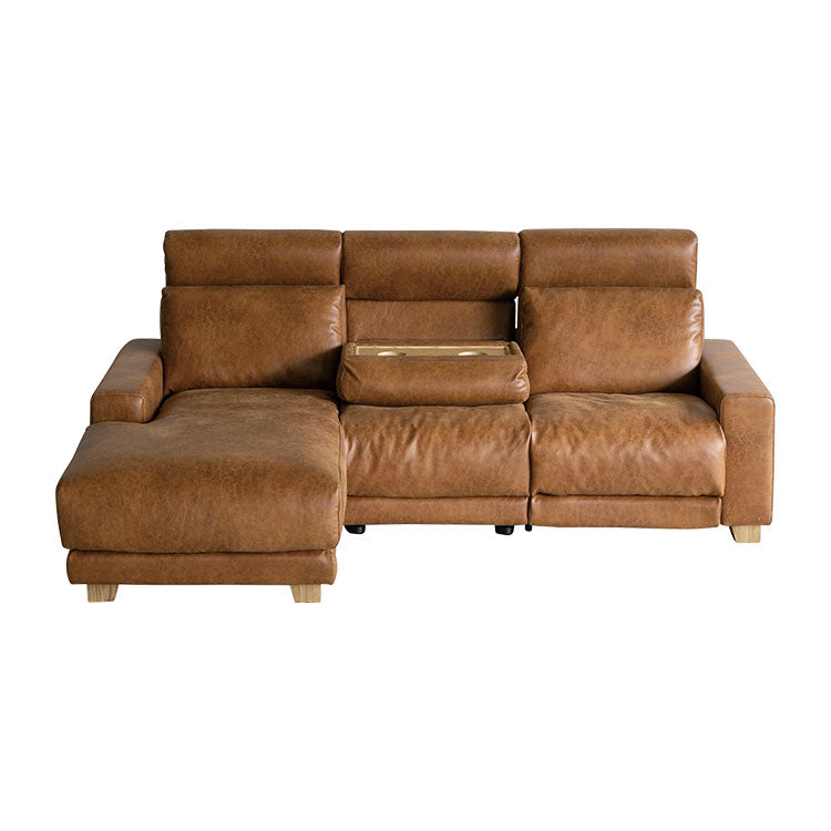 ハーデス ソファ 右カウチ オーカーブラウン（スーパーレザーテックス）