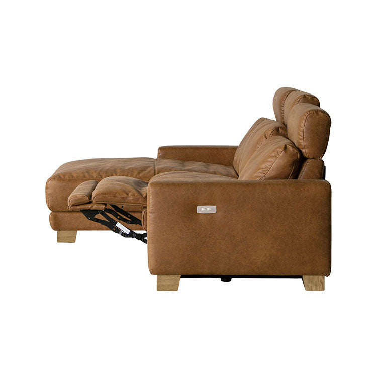 ハーデス ソファ 右カウチ オーカーブラウン（スーパーレザーテックス）