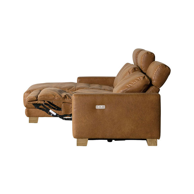 ハーデス ソファ 右カウチ オーカーブラウン（スーパーレザーテックス）