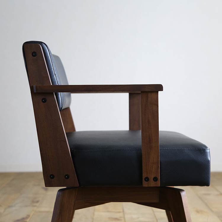 カイン 回転式ダイニングチェア 肘付