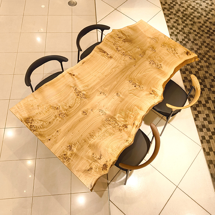 一枚板　ポプラ(杢)　125-9　(W180cm)　ダイニングテーブル