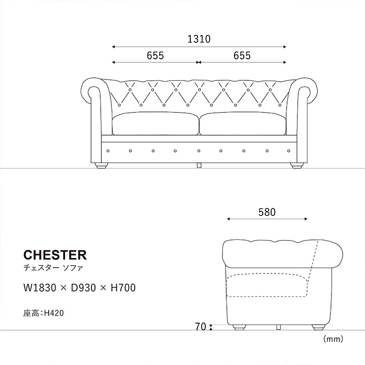チェスターソファ 2.5人掛け[tok]